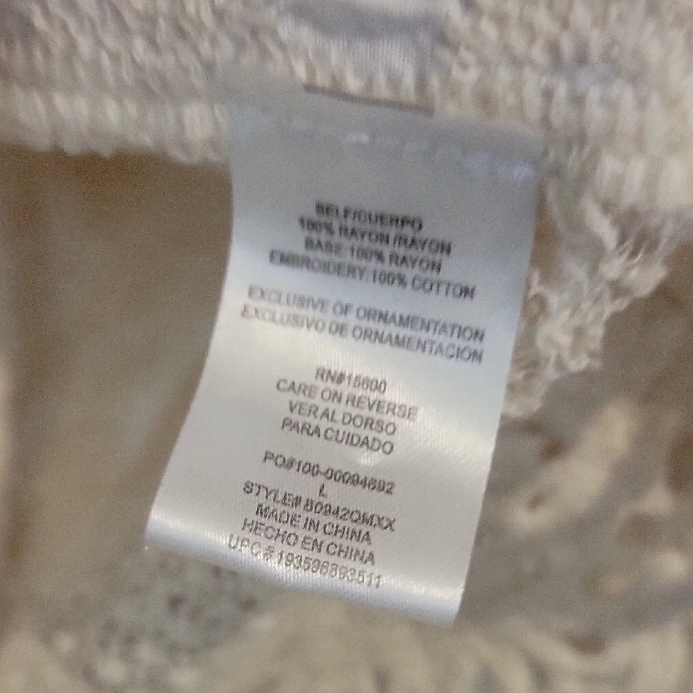 Democracy Cream Lace Trim Boho Blouse Size L Crochet Detail - Picture 7 of 12